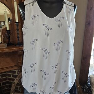 Floral White Sleeveless Top